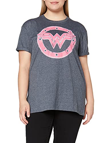 DC Comics Wonder Woman-WW Emblem Camiseta, Oscuro Heather...