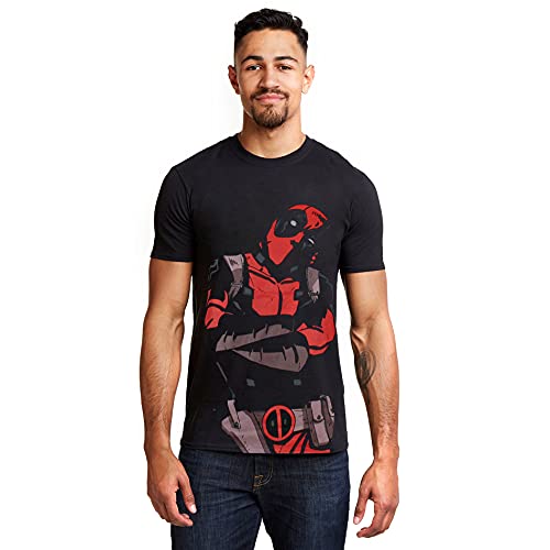Marvel Deadpool Talking Camiseta, Negro, L para Hombre