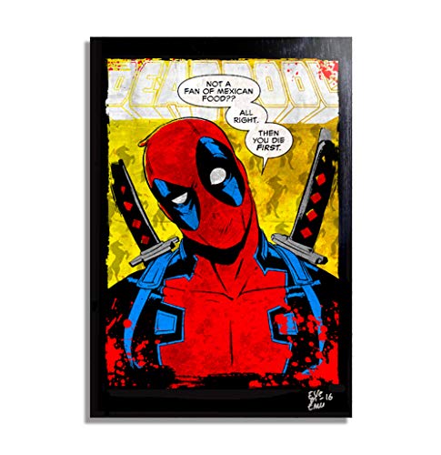Deadpool Marvel Comics - Pintura Enmarcado Original, Imagen...